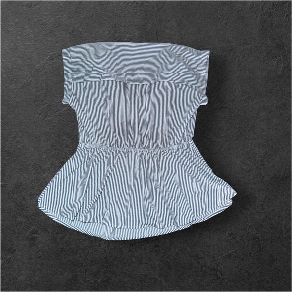 Monteau Black and White Striped peplum Blouse - Picture 3 of 5